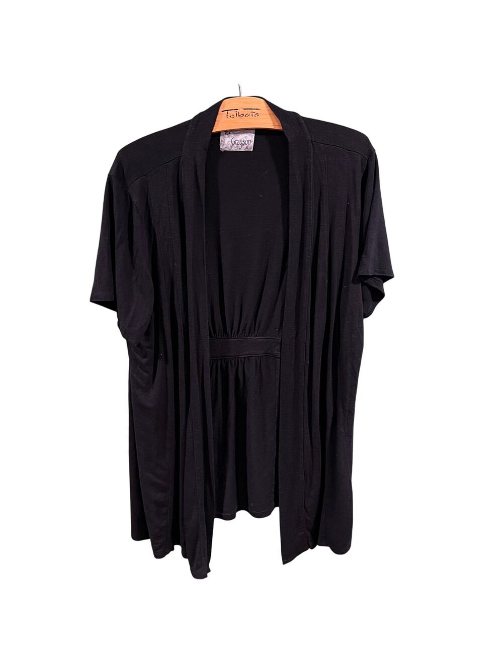 Grayson Black Kimono Cardigan Size XL Boho Open Front Duster Robe